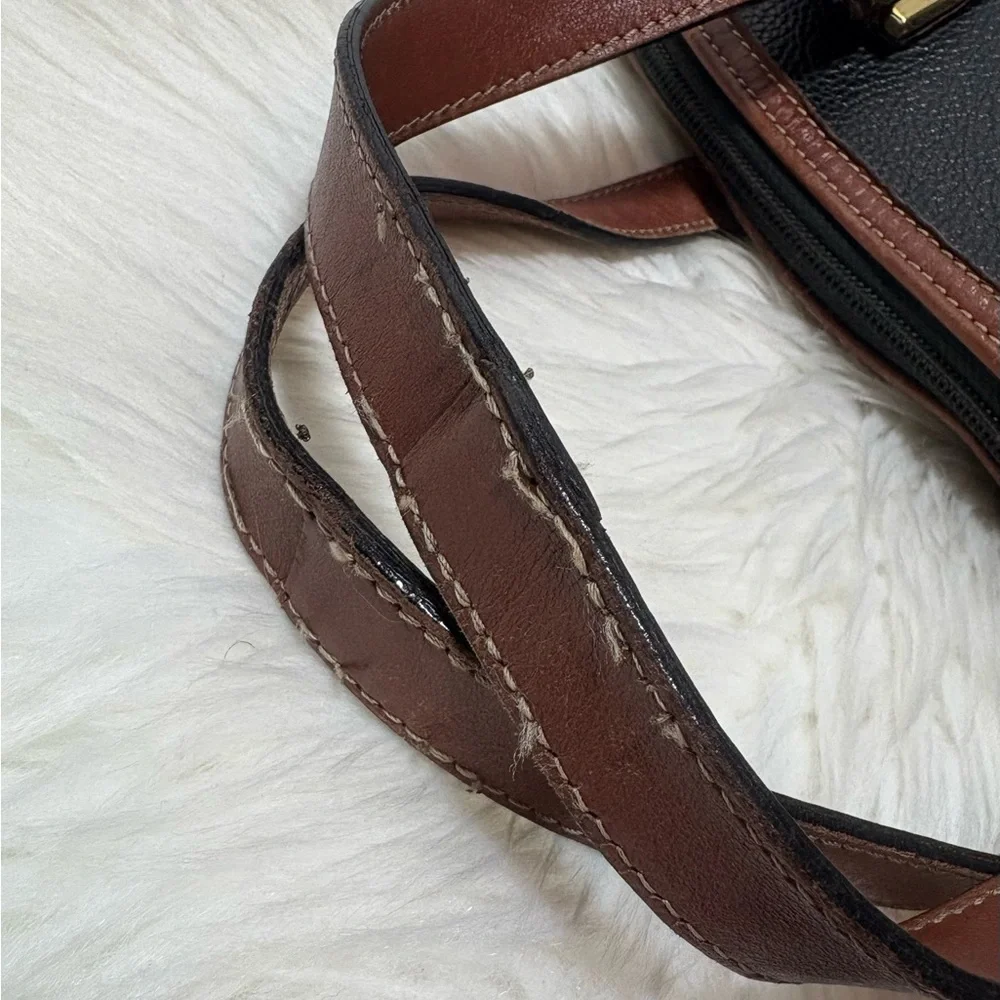 BALLY B Logo Black and Brown Leather Handbag - Picture 11 of 15